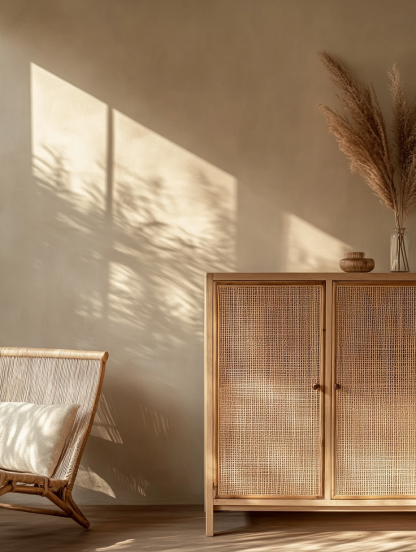 Rattan woven storage cabinet, solid wood sideboard, modern and simple dining and living room, tea and water, entrance hall, wine cabinet, bowl, kitchen - Image 5