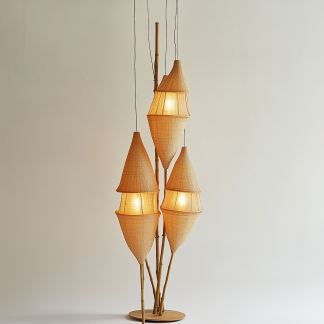 Modern and simple bamboo weaving chandelier, creative home decoration lighting fixtures, study, living room, dining room chandelier, bedroom