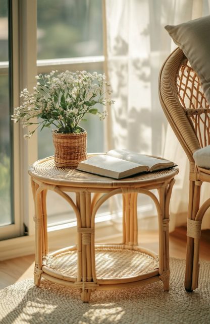 Wicker and bamboo rattan craft coffee table, light luxury integrated table, creative European-style storage rack, simple and elegant - Image 8