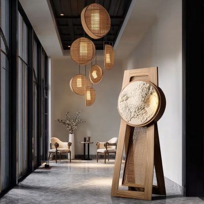 Solid wood pendant lamp, straight-hanging beam pendant lamp, modern simple and light luxury decoration, balcony pendant lamp, villa balcony bedroom - Image 9