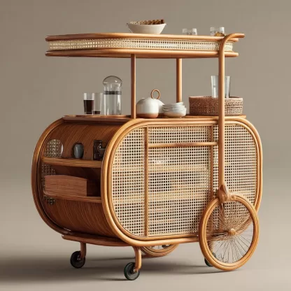 Outdoor wooden coffee carts, popular food carts, street vending carts, mobile cargo carts, display trolleys, push-pull carts, American retro style - Image 2