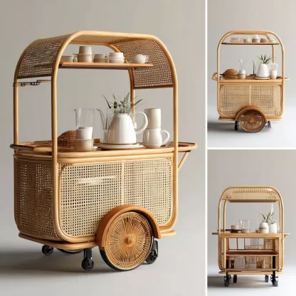 Outdoor wooden coffee carts, popular food carts, street vending carts, mobile cargo carts, display trolleys - Image 3