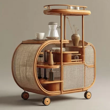 Outdoor wooden coffee carts, popular food carts, street vending carts, mobile cargo carts, display trolleys - Image 3