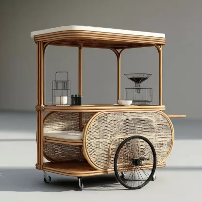 Popular food carts, street vending carts, mobile cargo carts, display carts, rattan weaving handicrafts, and simulated rattan weaving - Image 9