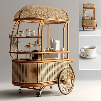 Outdoor wooden coffee carts, popular food carts, street vending carts, mobile peddler carts, display carts, coffee shops, American retro style - Image 3