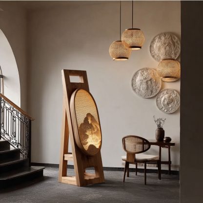 The new Chinese-style creative solid wood floor lamp offers a high-end design sense for the living room, tea room and study - Image 4