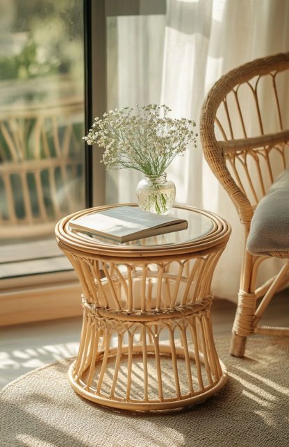 Wicker and bamboo rattan craft coffee table, light luxury integrated table, creative European-style storage rack, simple and elegant - Image 6