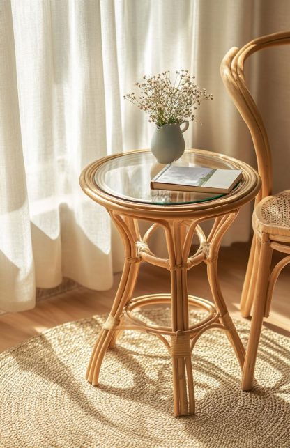 Vietnamese wicker coffee table, creative small side table for the living room, snack and fruit plate, small table, ins picnic round table - Image 6