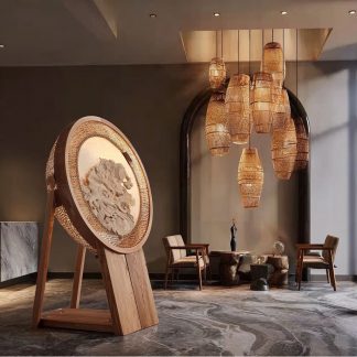 Solid wood pendant lamp, straight-hanging beam pendant lamp, modern simple and light luxury decoration, balcony pendant lamp, villa balcony bedroom