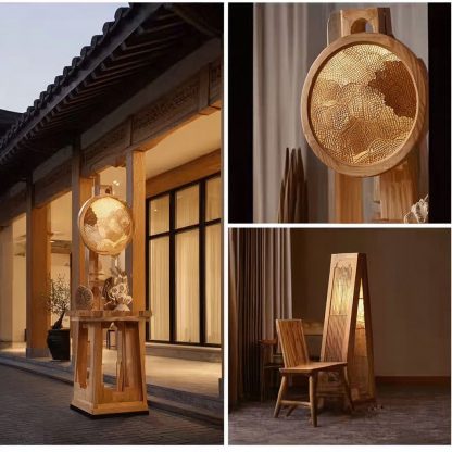 Japanese-style rattan weaving, new Chinese-style Nordic solid wood lamps, modern and simple all-rattan weaving lamps, creative Chinese-style lamps - Image 7