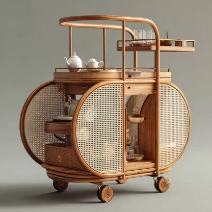 Outdoor wooden coffee carts, popular food carts, street vending carts, mobile cargo carts, display trolleys, push-pull carts, American retro style - Image 3