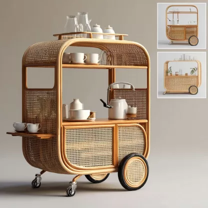 Outdoor wooden coffee carts, popular food carts, street vending carts, mobile cargo carts, display trolleys - Image 4