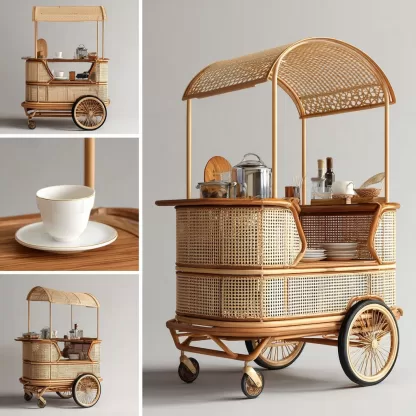 Outdoor wooden coffee carts, popular food carts, street vending carts, mobile cargo carts, display trolleys - Image 5