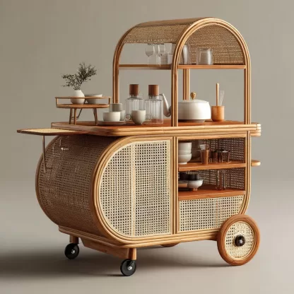 Outdoor wooden coffee carts, popular food carts, street vending carts, mobile cargo carts, display trolleys - Image 4