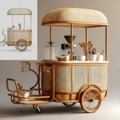 Outdoor wooden coffee carts, popular food carts, street vending carts, mobile peddler carts, display carts, coffee shops, American retro style - Image 4