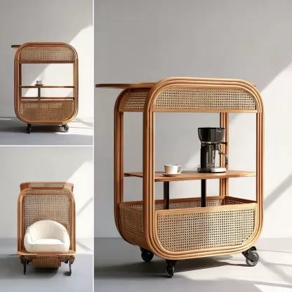 Popular food carts, street vending carts, mobile cargo carts, display carts, rattan weaving handicrafts, and simulated rattan weaving - Image 7
