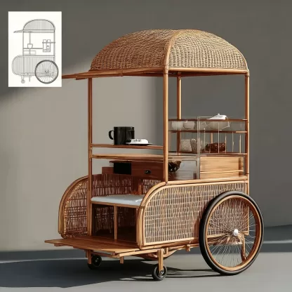 Popular food carts, street vending carts, mobile cargo carts, display carts, rattan weaving handicrafts, and simulated rattan weaving