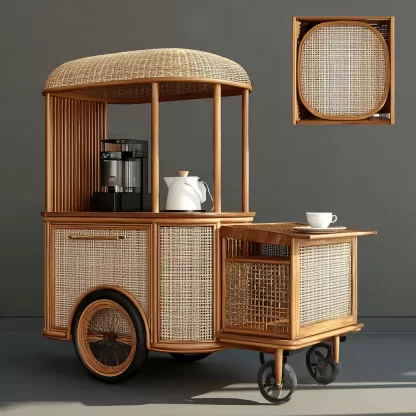 Popular food carts, street vending carts, mobile cargo carts, display carts, rattan weaving handicrafts, and simulated rattan weaving - Image 5