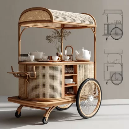 Outdoor wooden coffee carts, popular food carts, street vending carts, mobile peddler carts, display carts, coffee shops, American retro style - Image 6