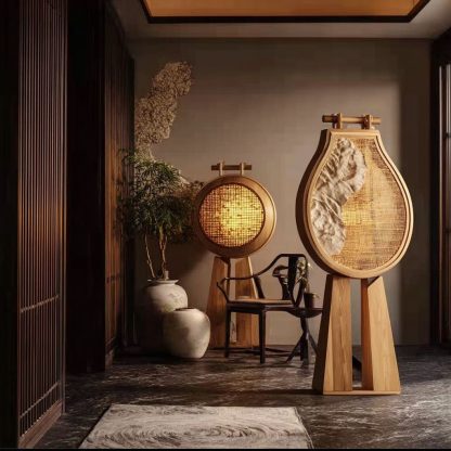 The new Chinese-style creative solid wood floor lamp offers a high-end design sense for the living room, tea room and study - Image 5