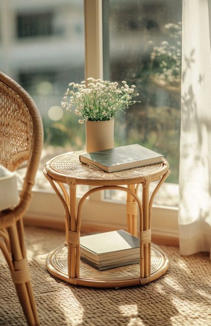 Wicker and bamboo rattan craft coffee table, light luxury integrated table, creative European-style storage rack, simple and elegant - Image 4