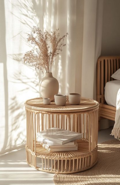 Rattan coffee tables for household balconies, courtyards, round coffee tables, small tables, rattan coffee tables, corner tables and flower stands - Image 6