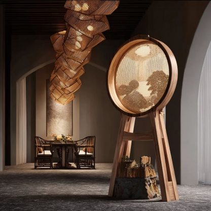 Japanese-style rattan weaving, new Chinese-style Nordic solid wood lamps, modern and simple all-rattan weaving lamps, creative Chinese-style lamps