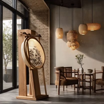 Japanese-style rattan weaving, new Chinese-style Nordic solid wood lamps, modern and simple all-rattan weaving lamps, creative Chinese-style lamps - Image 4