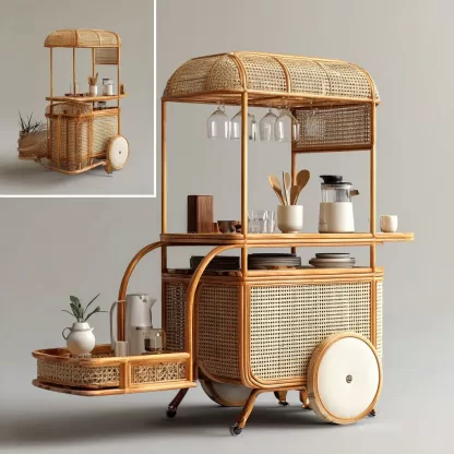 Outdoor wooden coffee carts, popular food carts, street vending carts, mobile cargo carts, display trolleys - Image 7