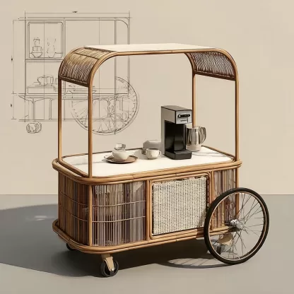 Popular food carts, street vending carts, mobile cargo carts, display carts, rattan weaving handicrafts, and simulated rattan weaving - Image 3