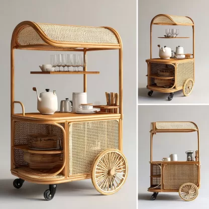 Outdoor wooden coffee carts, popular food carts, street vending carts, mobile peddler carts, display carts, coffee shops, American retro style - Image 7
