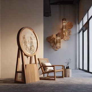 The new Chinese-style creative solid wood floor lamp offers a high-end design sense for the living room, tea room and study