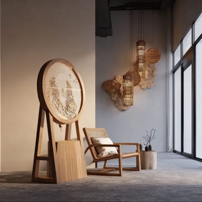 The new Chinese-style creative solid wood floor lamp offers a high-end design sense for the living room, tea room and study