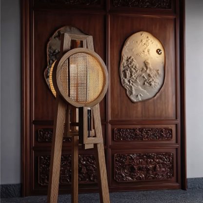 The new Chinese-style creative solid wood floor lamp offers a high-end design sense for the living room, tea room and study - Image 7