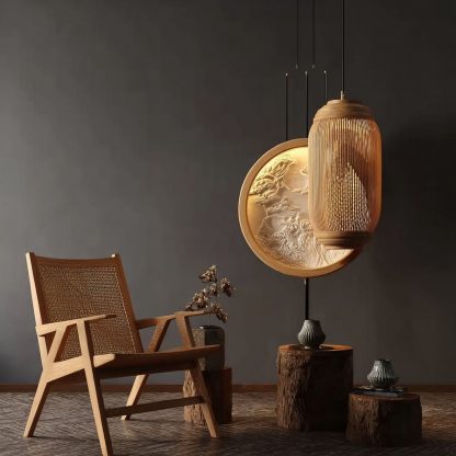 New Chinese-style rattan weaving lamps for living rooms and bedrooms, bedside lamps, retro style, homestay and hotel lighting fixtures, Zen and retro home use - Image 2