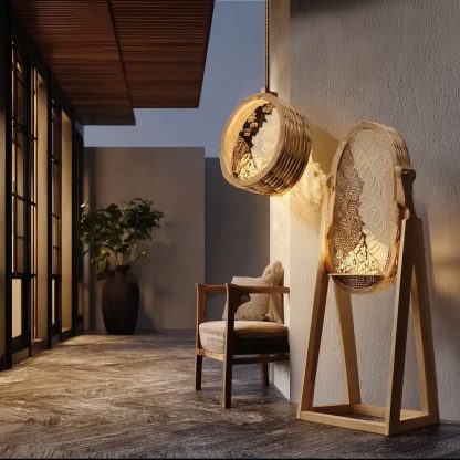 Solid wood pendant lamp, straight-hanging beam pendant lamp, modern simple and light luxury decoration, balcony pendant lamp, villa balcony bedroom - Image 3