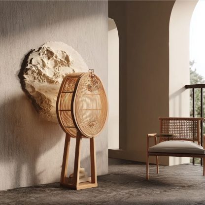 Japanese-style rattan weaving, new Chinese-style Nordic solid wood lamps, modern and simple all-rattan weaving lamps, creative Chinese-style lamps - Image 2