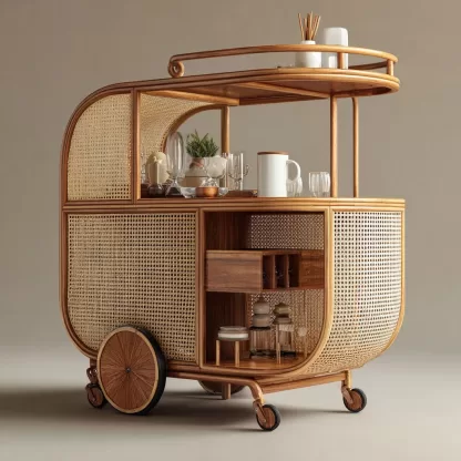 Outdoor wooden coffee carts, popular food carts, street vending carts, mobile cargo carts, display trolleys, push-pull carts, American retro style - Image 6