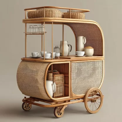 Outdoor wooden coffee carts, popular food carts, street vending carts, mobile cargo carts, display trolleys, push-pull carts, American retro style - Image 7