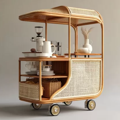 Outdoor wooden coffee carts, popular food carts, street vending carts, mobile cargo carts, display trolleys - Image 9