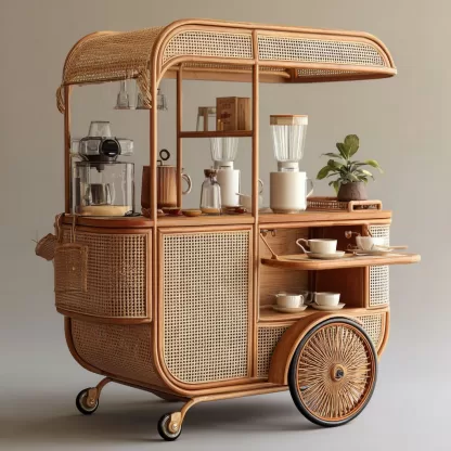 Outdoor wooden coffee carts, popular food carts, street vending carts, mobile cargo carts, display trolleys, push-pull carts, American retro style - Image 8