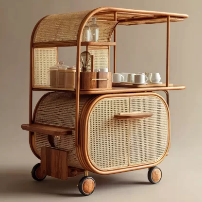 Outdoor wooden coffee carts, popular food carts, street vending carts, mobile cargo carts, display trolleys, push-pull carts, American retro style - Image 9