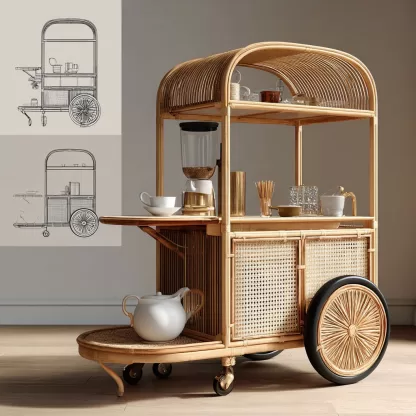 Outdoor wooden coffee carts, popular food carts, street vending carts, mobile peddler carts, display carts, coffee shops, American retro style - Image 9