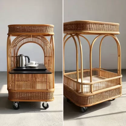 Popular food carts, street vending carts, mobile cargo carts, display carts, rattan weaving handicrafts, and simulated rattan weaving - Image 2