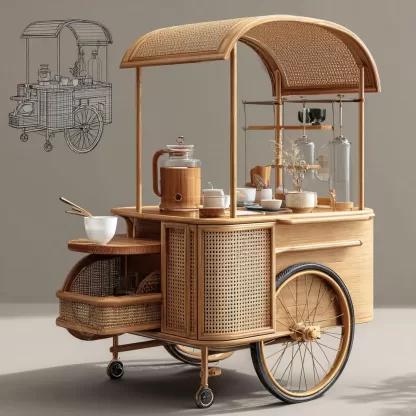 Outdoor mobile rattan food truck, scenic area popular snack truck, scenic area mobile stall truck, American food truck, street vending truck (6)