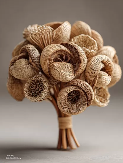Chinese-style creative artificial flower potted plants, dining tables, artificial flower landscaping, interior decoration of homestays, real rattan woven flower ornaments - Image 3