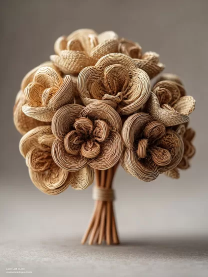 Chinese-style creative artificial flower potted plants, dining tables, artificial flower landscaping, interior decoration of homestays, real rattan woven flower ornaments