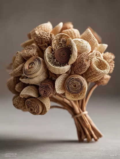 Chinese-style creative artificial flower potted plants, dining tables, artificial flower landscaping, interior decoration of homestays, real rattan woven flower ornaments - Image 8