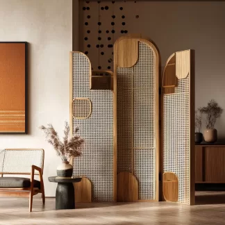 New Chinese-style creative solid wood screen for living room, tea room, study, high-end design sense screen for bedroom and entrance hall