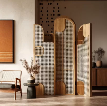 New Chinese-style creative solid wood screen for living room, tea room, study, high-end design sense screen for bedroom and entrance hall